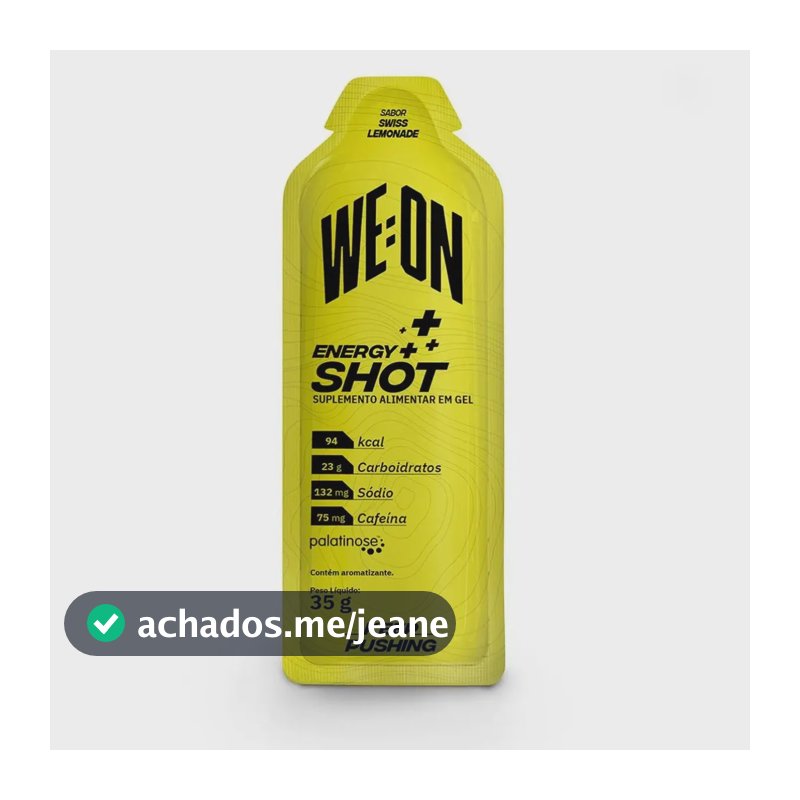 Gel Carboidrato carbo We:On Energy Shot Limonada Suíça Caixa 10 Sachês Vegano Sem Glúten