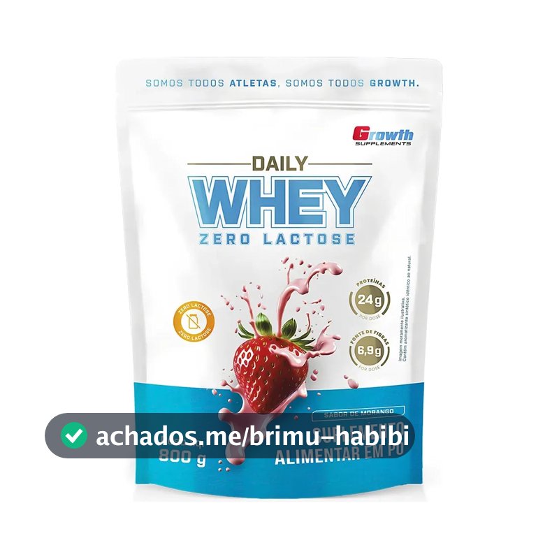 Daily Whey Protein Zero Lactose 800g Growth Supplements Morango