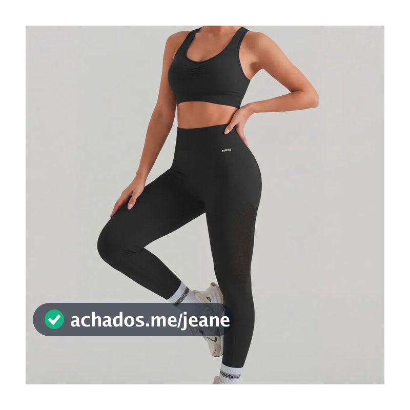 Conjunto Academia Selene Legging Top Sem Costura Fitness Preto M