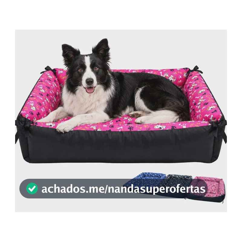 Colchão Cachorro Grande 90x60 Pet Lavável Rosa Patas Fiéis