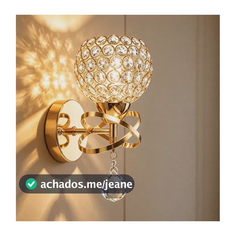 Arandela Luminária De Parede Esfera De Cristal Moderna E27 110v-/220v Dourado