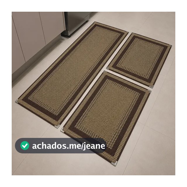 Jogo Tapete Cozinha Sisal Kit 3 Peças Base Antiderrapante