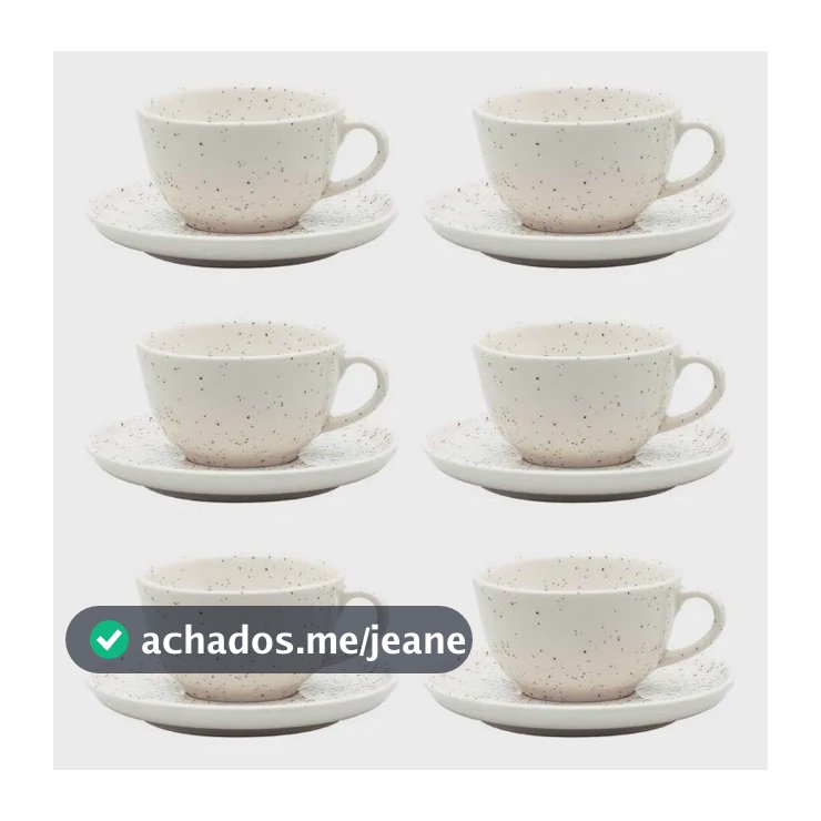 Jogo De 6 Xícaras 200ml Com Pires Oxford Flat Chuvisco
