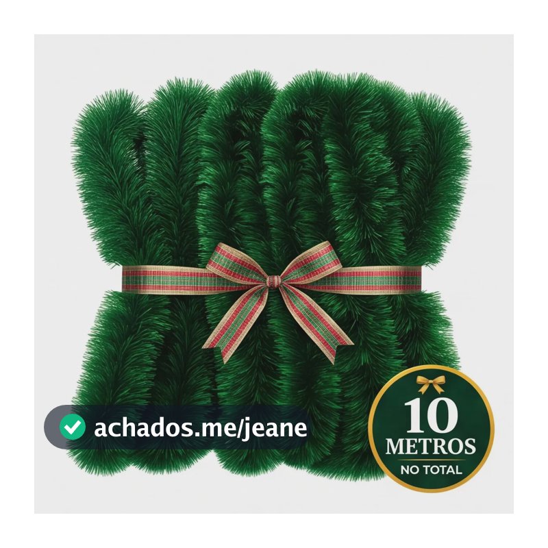Festão Arvore de Natal 10 Metros Verde Grosso Cheio Flexível Decoração 5 Peças 2m x 9cm