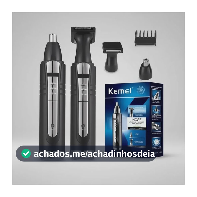 Aparador de Pelos Kemei KM-6511 Nariz Orelhas Sem Fio Preto