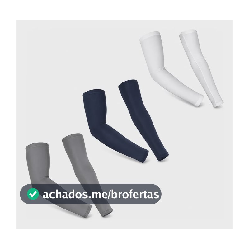 Kit 3 Manguitos De Compressão Proteção Solar Uv Para Braços Único Marinho - Branco - Cinza