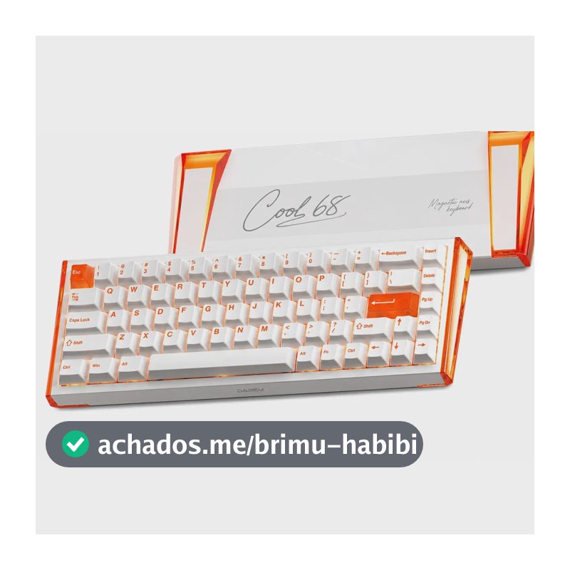 Teclado Gamer Magnético 8000hz Rapid Trigger 0,01mm Hot Swap Switch Shadow Blade Cool68 Led Rgb Dareu Blazing Orange