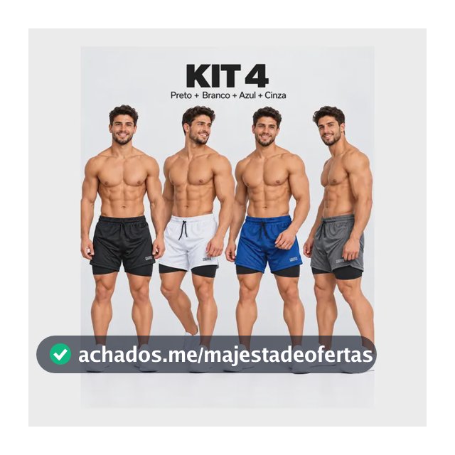 Kit 4 Shorts Rock Saints 2 Em 1 Masculino Preto