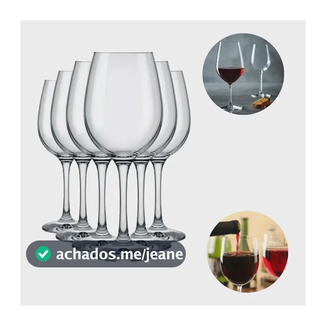 Jogo 6 Taças Vinho Tinto 450ml Cristal Titanium Gastro  Cristal