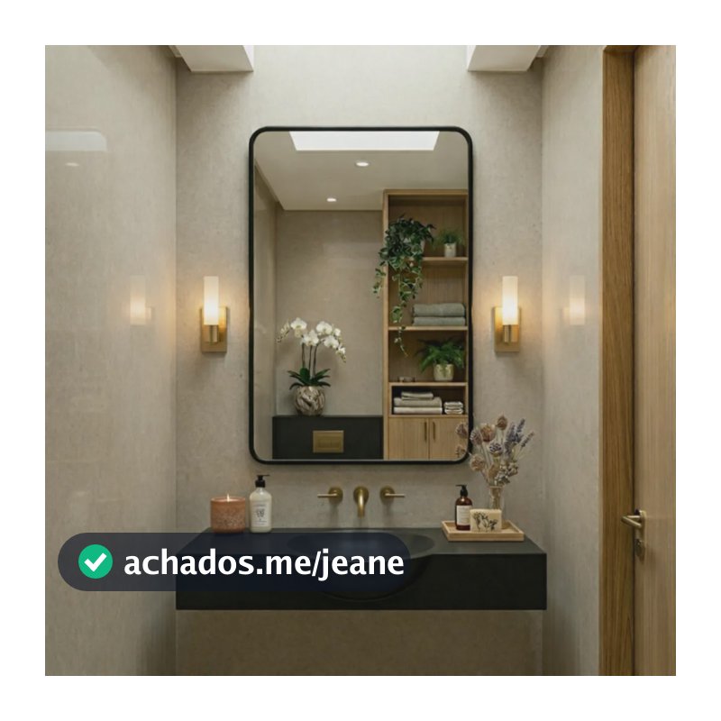 Espelho Lopazzi Grande Quarto 90x60 Moldura Alumínio Vintage Preto 90x50cm