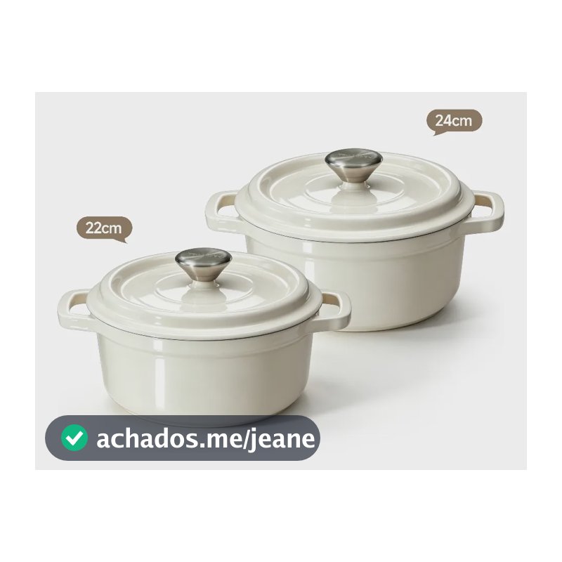 Kit 2/3 Peças Panela Caçarola Ferro Esmaltado 22/24cm Branco 22cm+24cm