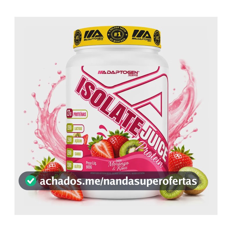 Proteína Adaptogen Isolate Juice em pó sabor Morango kiwi x 900g