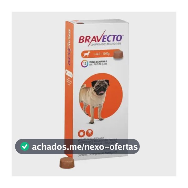 Bravecto Cães 4,5-10kg 250mg Comprimido Mastigável Msd Laranja