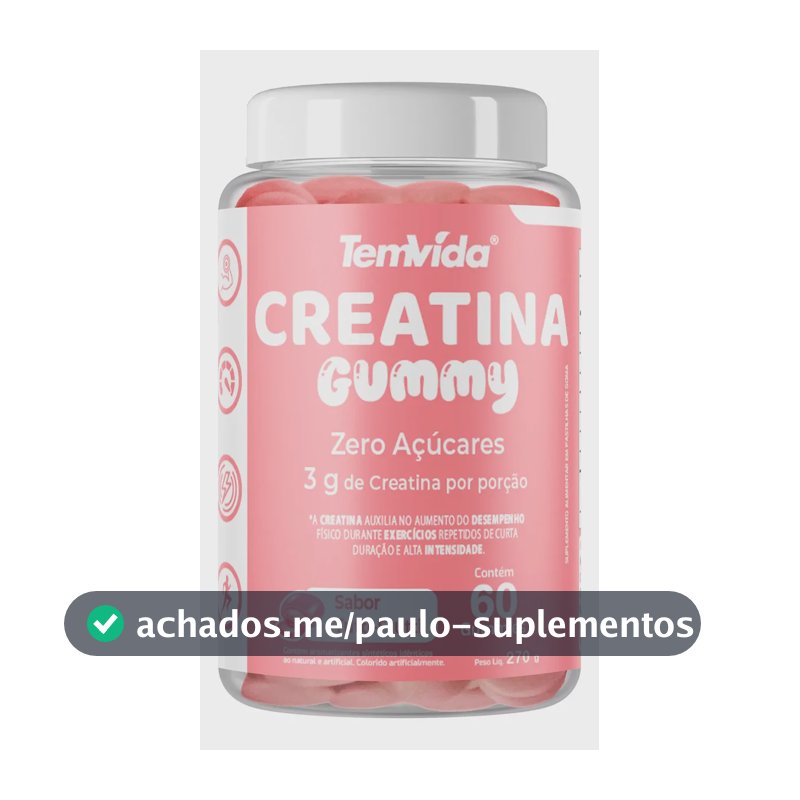 Creatina Gummy em Gomas Zero Açúcar 60 Unidades 3g Tem Vida
