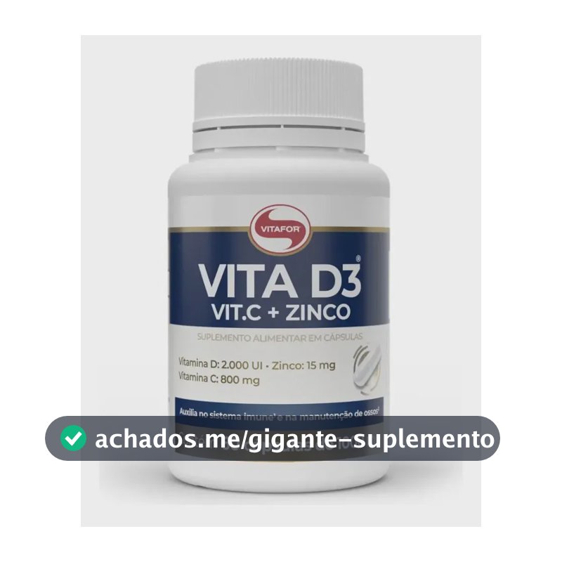 Suplemento Vitamínico Vita D3 + C + Zinco em Cápsulas Vitafor