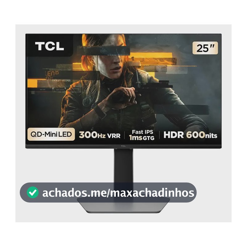 Monitor Gamer Tcl 25g64 25  Qd-mini Led 300hz Preto Preto