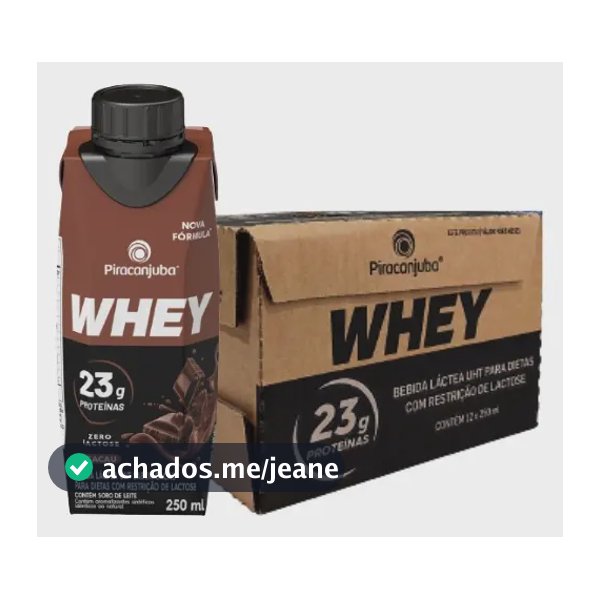 Kit 12 Bebida Whey Piracanjuba 0 Lactose Sabor Cacau 250m