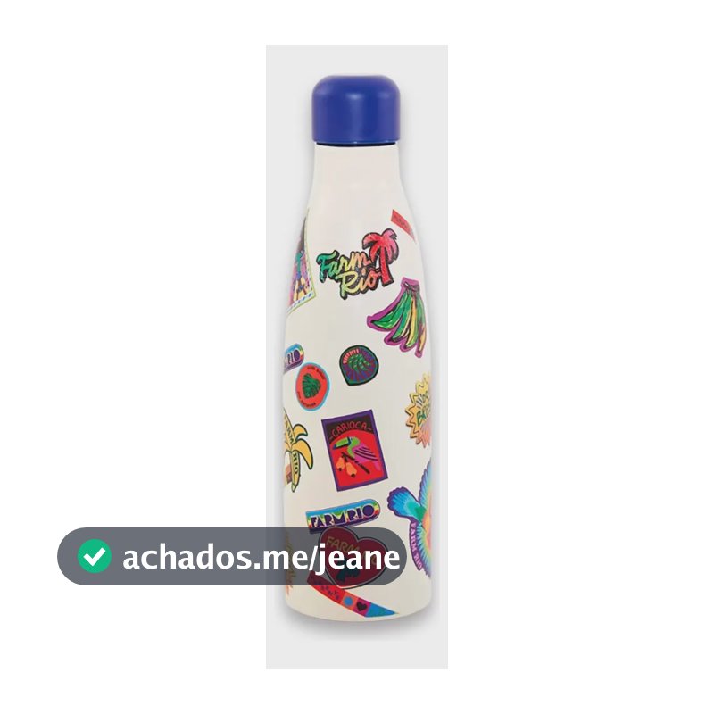 Garrafa Térmica Farm Glub Glub Patch Rio Branca 500 mL