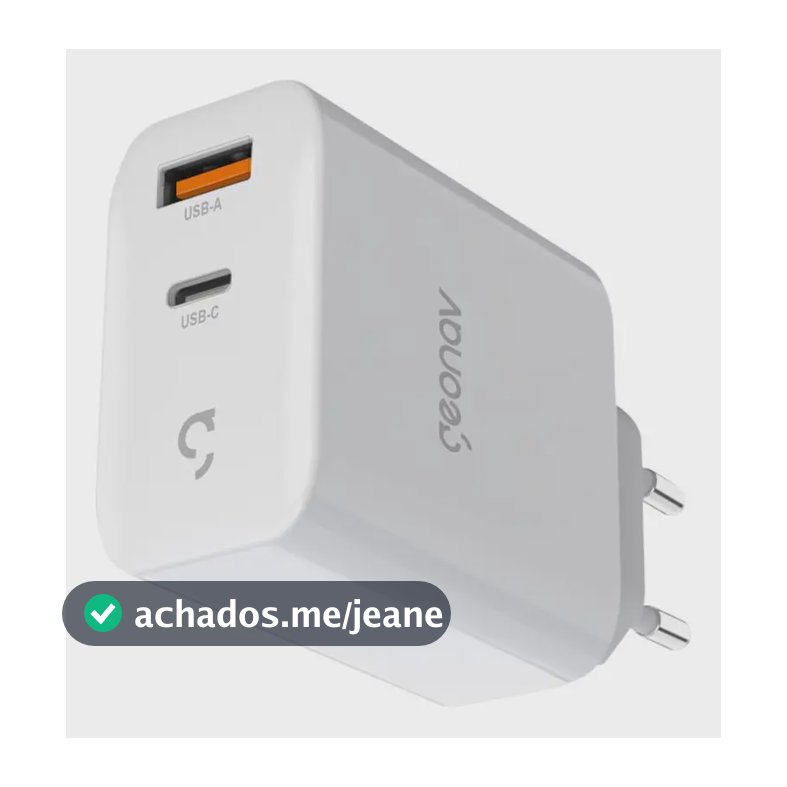 Carregador 65w Duplo Usb & Usb-c Pd Power GaN Cor Branco