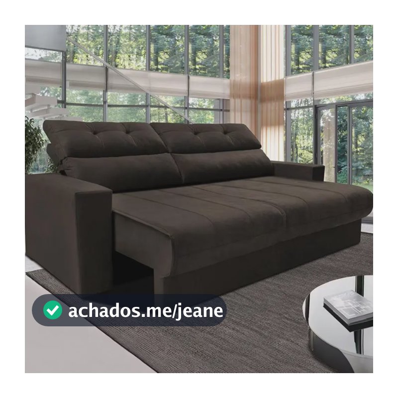 Sofá 3 Lugares Clean Retrátil Reclinável Cama Inbox - Caf - Liso