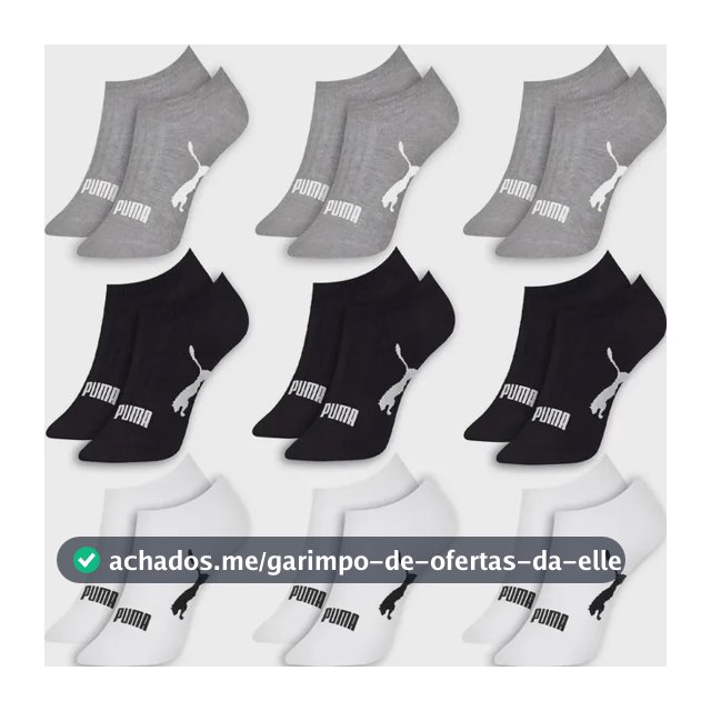 Kit 9 Pares Meias Puma Sapatilha Soquete Invisível Original