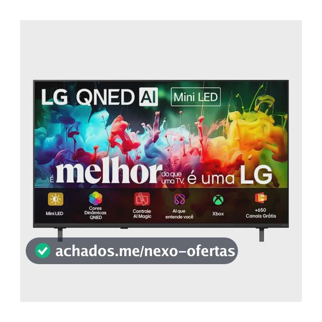 Smart TV 4K 65" LG QNED Mini LED AI QNED70 2026 Processador α7 Ger9 HDR10 Xbox Bluetooth Wi-Fi AI Search Google Gemini webOS 26 - 65QNED70BSA