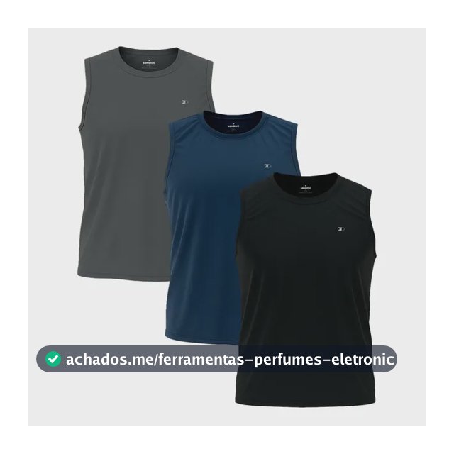 Kit 3 Regata Dry-fit Lisa Masculina Sandrini Academia Casual