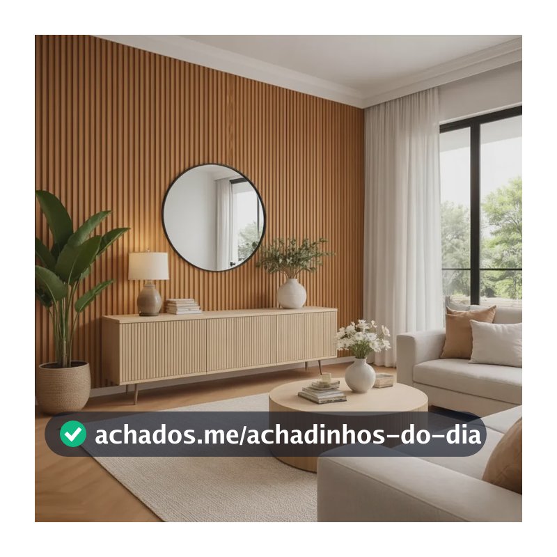 Kit 50 Placas Ripada Autocolante Decoração Parede 45x10cm Ripado Freijo