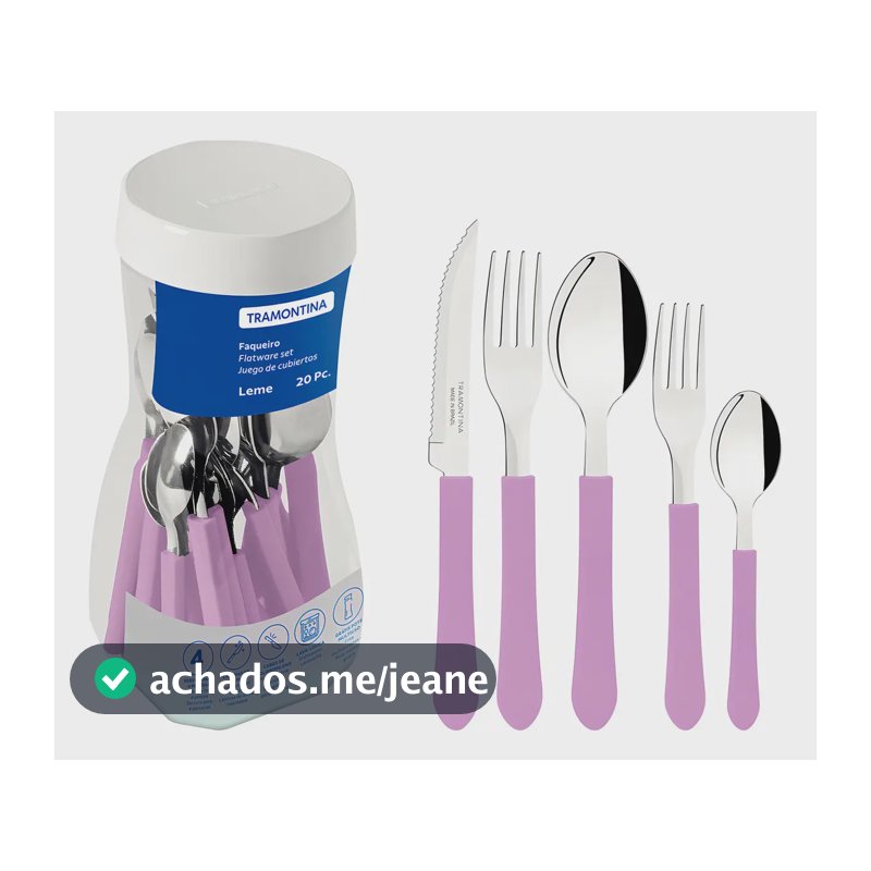 Talheres Tramontina Faqueiro Tramontina 20 Peças Lavanda Leme Aço Inox