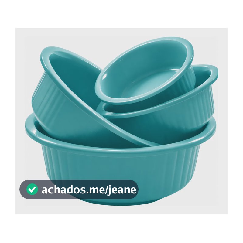 Kit 4 Bacias Caneladas Uso Diário Resistente Plástica Grande Tiffany
