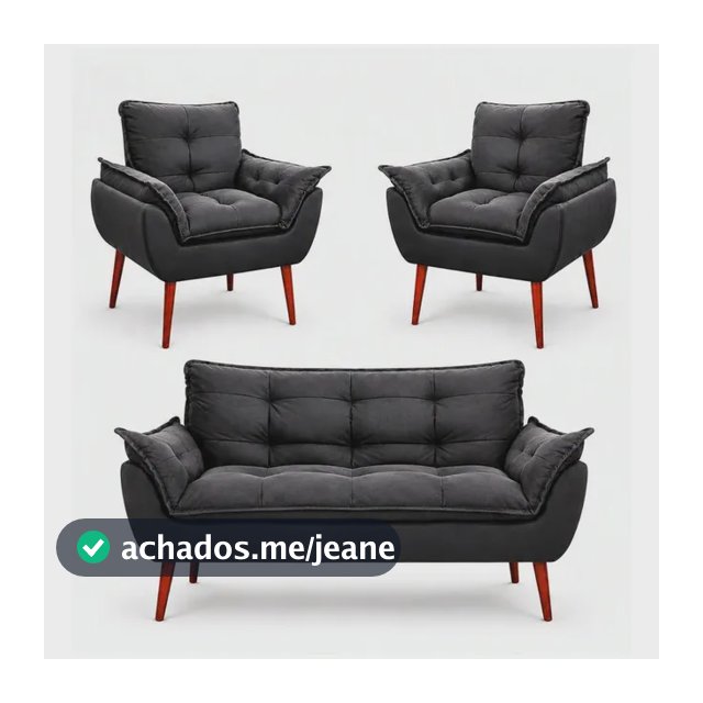 Kit Namoradeira Reforçada + 2 Poltronas Decorativas Sala