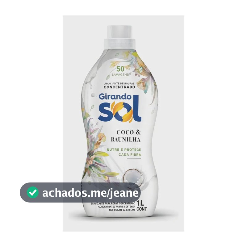 Amaciante De Roupa Concentrado Girando Sol Coco & Baunilha Frasco 1l