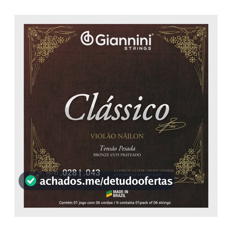 Encordoamento Violao Tensão Alta Pesada 65/35 Giannini