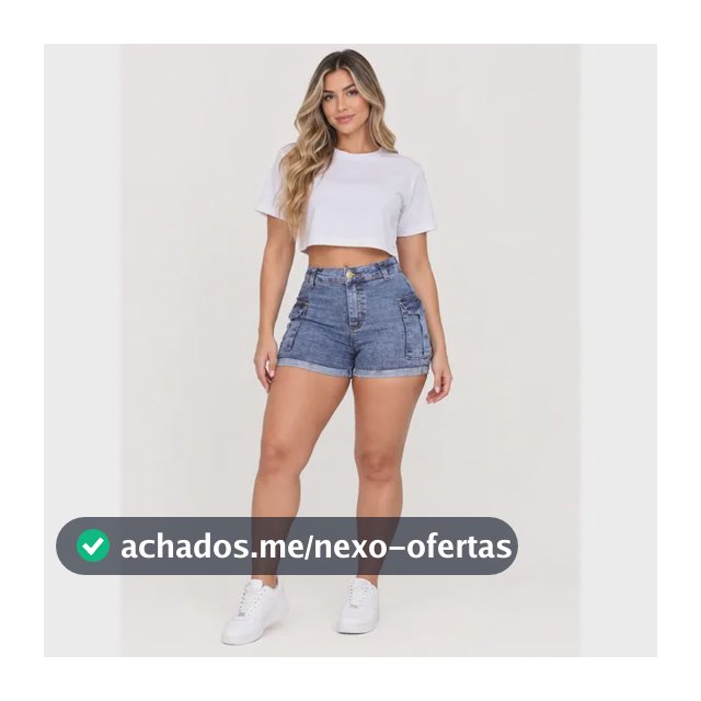 Short Jeans Feminino Cargo Levanta Bumbum Cintura Alta