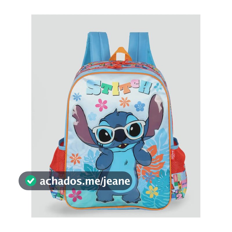 Mochila Costas Escolar Aulas Stitch Is42391sc Cor Azul Desenho Do Tecido Liso