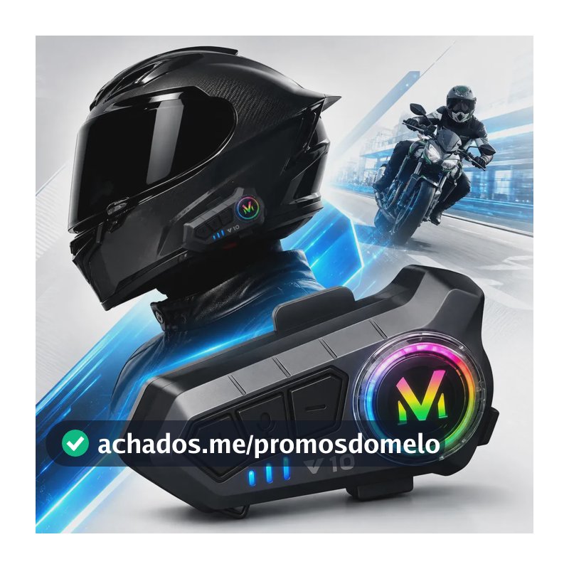 Fone Bluetooth Capacete Moto NeoXtek V10 Resistência Água IPX6