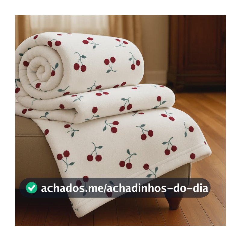 Cobertor Casal Manta Cereja Habitat Poá Bolinha Soft Macia Cereja Cerejas
