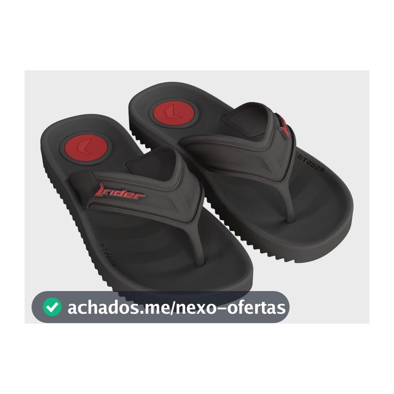 Chinelo Rider Trace Masculino 12608 Preto/preto/vermelho Liso 39.40