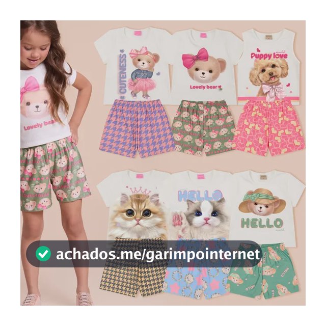 Kit 6 Peças Roupa Infantil Menina Verão 3 Blusas+3 Short