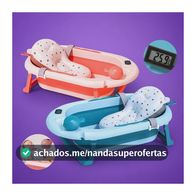 Banheira De Bebê Dobrável Portátil Com Termômetro Almofada Flutuante e Baleia Pluggei Select Pluggkids Mu1p Cor Azul