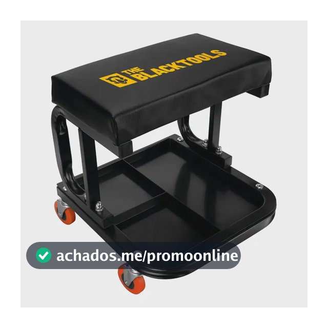 Assento Banquinho Oficina Mecânico Fixo Com Rodízio 140kg Preto