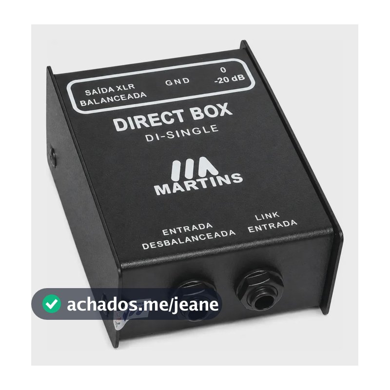 Direct Box Mono Passivo Martins DI-S Canal Único Chave Ground Lift Atuação Profissional