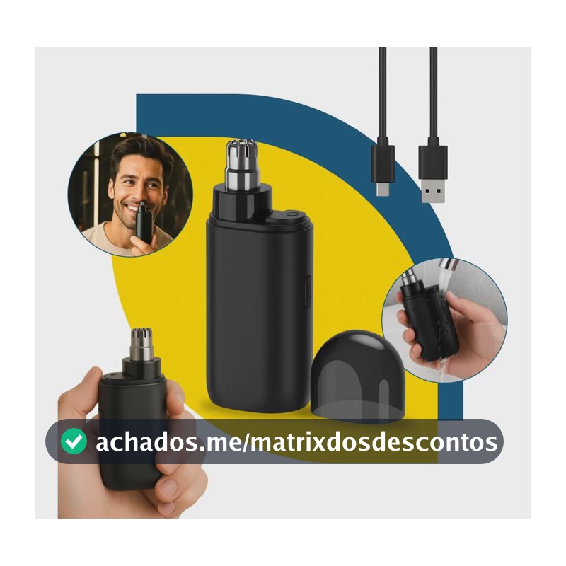 Aparador de Pelos Nariz Orelha Gurumania Recarregável Sem Fio Preto