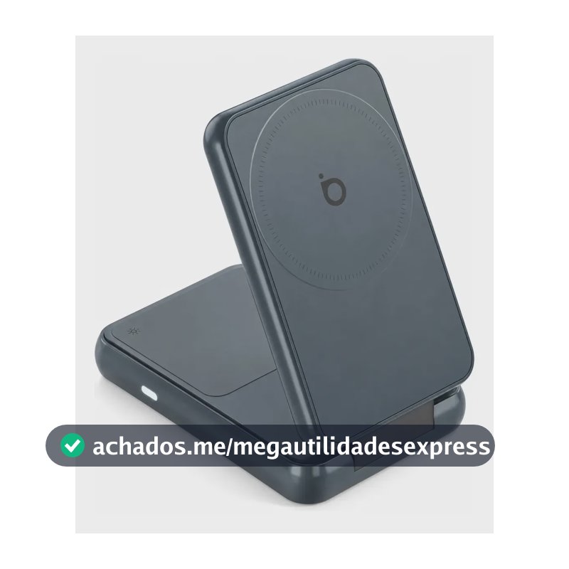 Carregador Magnético Sem Fio Basike 15W Turbo para iPhone e Samsung - Cinza