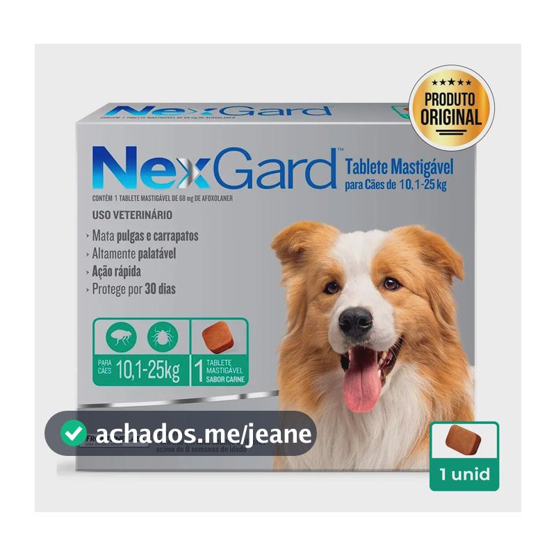 Nexgard Anti Pulgas Cães E Carrapaticida 10-25kg - 1 Tablete Verde