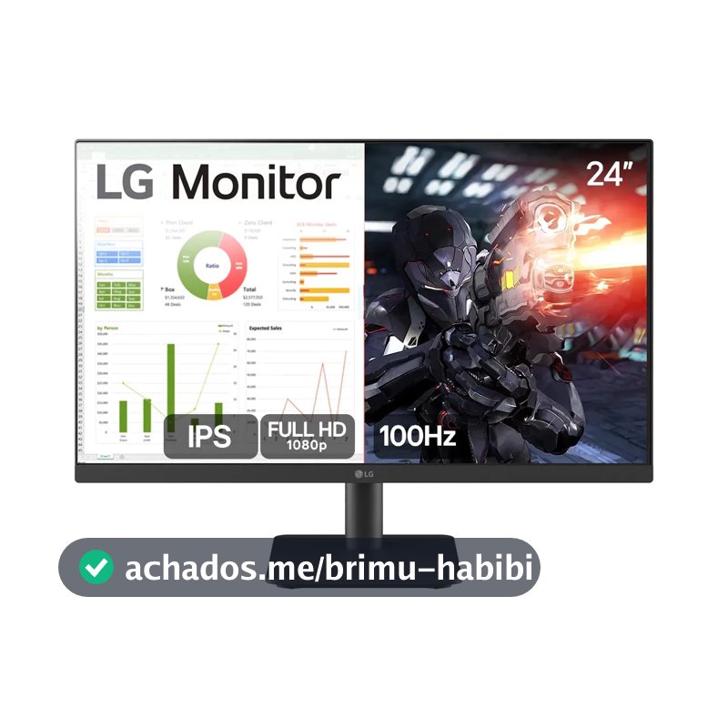 Monitor PC Gamer LG 24”- IPS, Full HD, 100Hz, HDMI, Preto - 24MS500-B
