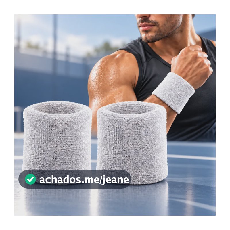 Par Munhequeira Atoalhada Pulso Tênis Squash Corrida Fitness Branco Único