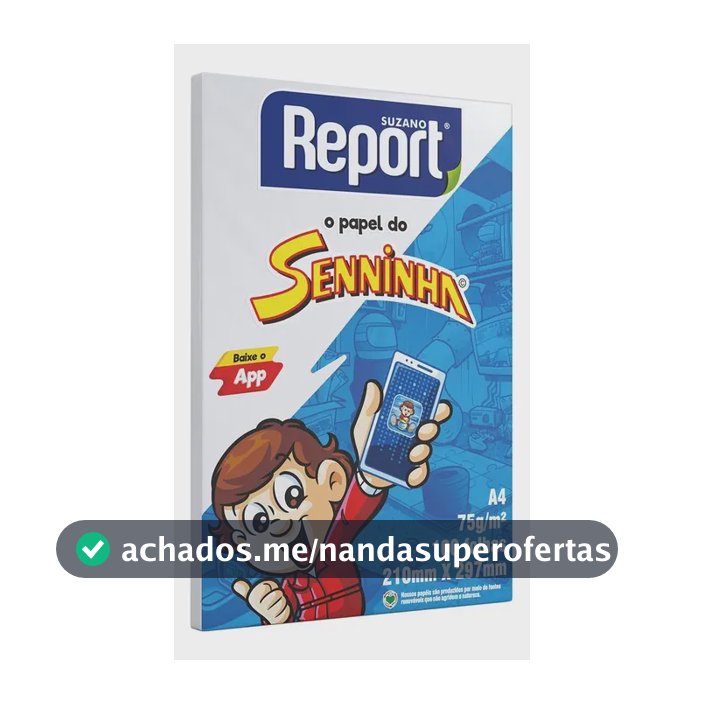 Papel Sulfite Report A4 100 Folhas Seninha Branco 75g Suzano