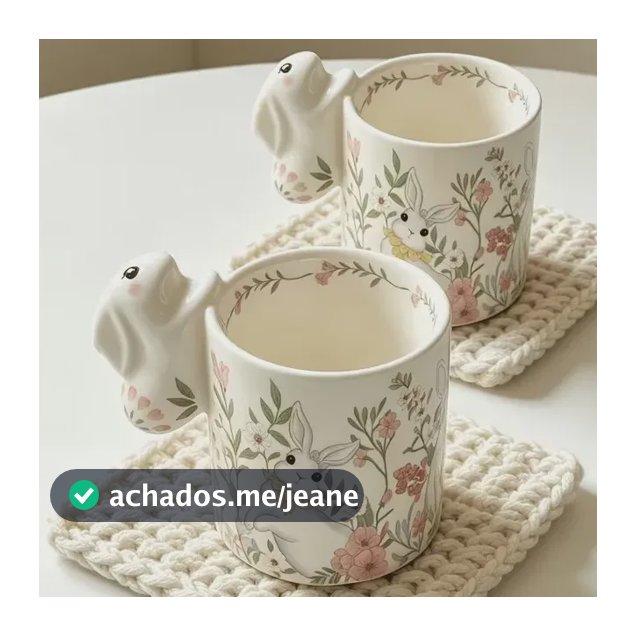 Caneca De Orelha De Coelho Fofa  Xícara De Café De