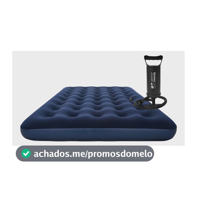 Colchão Inflável Bestway Casal Camping + Bomba Manual 22cm Azul